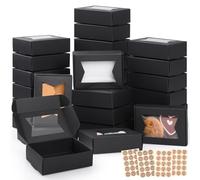 40PCS Mini Kraft Paper Boxes,GeeRic Soap Gift Box with Clear Windows 9.7*7*3CM Small Bakery Box Present Treat DIY Essential Oil Candles Cookie Boxes for Candy,Chocolate,Jewelry,Wedding Party Favor