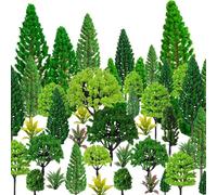 40PCS Mini Model Mixed Tree,1.77-6.3 Inch Fake Trees,Natural Green Fake Tree Set,Miniature Model Pine Trees for Train Scenery,Architecture,Diorama Supplies,DIY Crafts,Building & Landscape