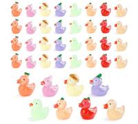 40Pcs Mini Resin Ducks, Luminous Vegetable Duck Ornament, Cute Small Ducks Figure, Mini Resin Animal Decorations for Desk, Dollhouses, Aquariums, Garden & Miniature Landscape Decor