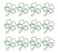 40pcs Mini Shamrock Metal Paper Clips for Journaling and Scrapbooking | Green Vintage Clover Shape, Portable Mini Size, Office Organisation, Saint Patrick Cards, Students and Colleagues