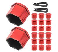 40pcs MM Red Plastic Wheel Nut Covers for Car Hub Protection | Clip Included, Tool Free Setup, Secure Fit on Highway Driving and City Streets, Conceals Scratches