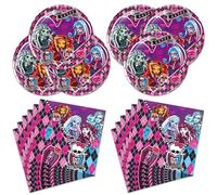 40PCS Monster-High School Party Supplies - Tableware Set for 20 Guests, Monster-Girl Birthday Decorations and Party Favor