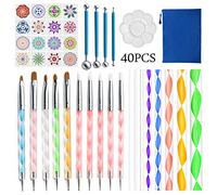 40Pcs Mulit-in-1 Stencil Kit Pottery Rock Stone Dotting Painting Tool Kit for Painting On Wood Stone Rock Fabric Dot Tools for Rocks