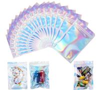 40pcs Mylar Zip Lock Bag,Mylar Bag Holographic Packaging Bags Small Goodie Bags Zip Lock Bag,Foil Ziplock Bags Resealable Smell Proof Bags Flat Foil Pouch Metallic Bags,for Candy Cookies Party Jewelry