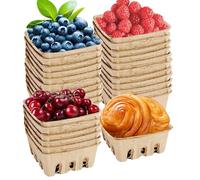 40PCS Natural Pulp Fiber Berry Basket, Molded Berry Basket, Dessert Box for Storage Fruits and Vegetables, Produce Vented Container for Strawberry, Blueberry, Raspberry, Egg