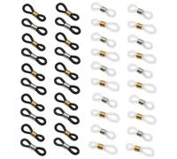 40pcs Non Slip Eye Chain Clips DIY Jewellery Making | Silicone Eight Loop Grip, Iron Plated Finish, Lightweight Adjustable Fit for Masks Lanyard Chains and Crafts