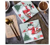 40Pcs Paper Christmas Napkins - Disposable Paper Cocktail Napkins Bulk Christmas Decorative Napkins for Holiday Dinner Christmas Party Supplies - 16.5x16.5cm/33x33cm(Unfolded)
