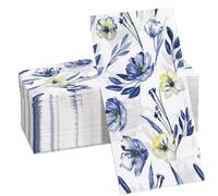 40pcs Paper Napkins Watercolor Floral Guest Napkins Vintage Wild Flower Disposable Hand Towels Flower Decorative Paper for Bathroom Wedding Birthday Party/Blue Flower