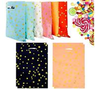 40pcs Pentagram Party Bags for Girls Boys,Orange Black Starry Children Goodie Bag,Little Candy Treat Bag Loot Bag with Handle,Plastic Small Gift Bags for Kids Halloween Party Favor Gift Wrapping Bag