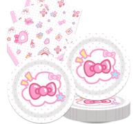 40Pcs Pink Birthday Party Decorations,Pink Dot Themed Party or Baby Shower Supplies Set for 20 Guests