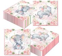 40Pcs Pink Elephant Baby Shower Napkins for Girl Baby Elephant Napkins Girl Baby Shower Decorations Gender Reveal Napkin Girl Baby Girl Shower Napkin