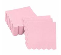 40Pcs Pink Scalloped Disposable Paper Napkins, 33 x 33 cm 2 Ply (Pink) | Scalloped Edge,Softness,Disposable,Light Pink,Perfect Size,Elegant Solid Color for Weddings Birthdays Cocktail Parties