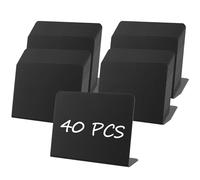 40PCS Plastic Blackboard Signs, MUKLEI Mini Food Signs Buffet, Party Food Display Labels for Buffet, Small Black Board Table Sign with Stands for Price Tags, Weddings, Parties, 4 x 3 Inch