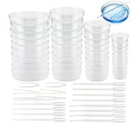 40Pcs Plastic Petri Dishes with Lids, 35mm 60mm 70mm 90mm Dia Sterile Petri Dishes with 12 Plastic Transfer Pipettes (3ml/2ml/1ml) and 6 Pcs Tweezers for School Science Projects,Laboratory Analysis