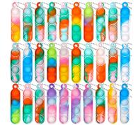 40Pcs Pop Keyring Mini Pop Fidget Toys, Mini Keychain Toy Poppet Keyring Silicone Stress Relief Hand Toy Pop Keychain Bubble Pop Toy for Kids Girls Boys Xmas(Random Color)