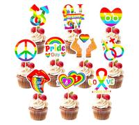 40Pcs Pride Cupcake Toppers, Rainbow Cake Toothpick LGBT Theme Party Cake Decorations Gay Pride Cupcake Topper for Pride Month Decorations