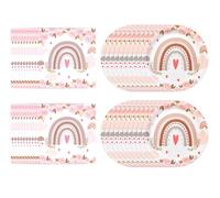 40Pcs Rainbow Party Tableware Set, Pink Paper Plates Tableware, 20Pcs Rainbow Napkins + 20pcs Birthday Party Plates, Disposable Dinnerware Party Supplies for Boys Girls