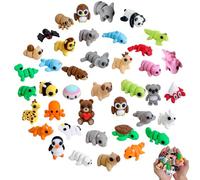 40PCS Random 3D Printed Mini Animals Set Blind Box, Colorful Articulated Flexible Joint Fidget & Sensory Toys for Kids Adults, Cute Micro-Scene Desk Decor for Home Office, Christmas Party Gifts