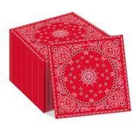 40Pcs Red Bandana Paper Napkins Western Lunch Dinner Tableware Disposable Dessert Napkin Set for Wild West Birthday Baby Shower Party Supplies Decoration,6.5 x 6.5 inch
