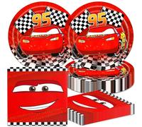 40Pcs Red Car Party Decorations Race Car Themed Party Plates and Napkins Supplies Set for 20 Guests