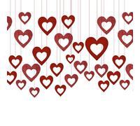 40pcs Red Hearts Garlands, Red Heart Hanging Decorations, Valentine's Day Pendant, Valentine's Day Decorations Kit for Engagement, Wedding, Anniversary, Bridal Shower, Mother's Day