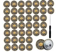 40PCS Replacement Jean Tack Buttons, Metal Replacement Jean Button No Sew Jean Button Reusable Adjustable Pants Button for Cloth, Denims, Jeans, Jackets