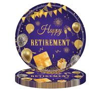 40PCS Retirement Party Decorations Women,Retirement Party Plates and Napkins Set Purple Golden Disposable Dinnerware Tableware Decorations Supplies Favors | Serve 20