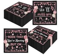 40pcs Rude That You’re Leaving But OK Napkins We Will Miss You Napkin Farewell Retirement Leaving Napkins Rose Gold Table Decorations for Coworkers Going Away Party Supplies