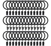 40pcs Rustproof Drapery Matte Stainless Steel Metal Curtain Rings with Clips 1.5 inch Drapery Rings, Vintage Black (1.5" Interior Diameter)