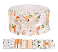40Pcs Safari Cotton Fabric Strips Safari Animals Palm Leaves Printed Fabric Strips for Baby Shower Jungle Party for Quilting Crafting Precut Patchwork Gift Sewing DIY Crafts Decor