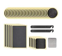 40Pcs Self-Adhesive Bicycle Tire Inner Tube Patch Repair Kit - Glueless Bike Tube Patches in Round, Square, and Rectangle Shape - Includes 2 Tire Levers, 1 Metal Rasp - by Mobi Lock
