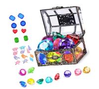 40Pcs / Set Glittering Acrylic Faceted Stones with Storage Container for Children Archaeology Digging Game and Water Play Activities Beach Treasure Dolls