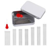 40pcs Sewing Needles Set, Large Big Eye Hand Sewing Sharp Needles 7 Sizes Stainless Steel Needles with Threader Kit Quilting Yarn Needles Embroidery Leather Needles for Hand Crafting Supplies