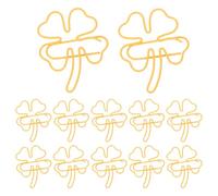 40pcs Shamrock Paper Clips, Vintage Metal Clover Clips for Journaling | Mini Yellow Office Supply, Portable DIY and Scrapbooking Use, Resists Bending and Breaking
