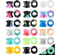 40Pcs Silicone Ear Gauges Flexible Ear Tunnels Gauges Soft Expander Stretching Ear Plugs Tunnels Colorful Double Flared Earring Piercings Jewelry for Men Women 2G-26mm