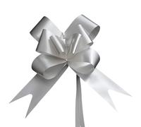 SHATCHI Large 50mm/5cm Ribbon Pull Bows for Party Wall, Gift Wraps, Christmas Trees, Wedding, Birthday Hampers Decoration Florist, Silver, 40pcs