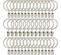 40PCS Silver Curtain Rod Ring Clips,Rustproof Metal Drapery Ring with Hook/Hanger Clips with Eyelets for Holding Heavy Curtains Rod Set and Drapes (1.5 inch)