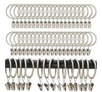 40PCS Silver Curtain Rod Ring Clips,Rustproof Metal Drapery Ring with Hook/Hanger Clips with Eyelets for Holding Heavy Curtains Rod Set and Drapes (1.5 inch)