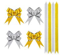 40pcs Small Pull Bows For Gifts Wrapping,Gold and Silver Ribbon Bows Glitter Gift Wrapping Bows,Pull Bow for Gift Wrapping Basket or Wreath Making,Wedding Christmas Valentine's Day Birthday Gift Decor