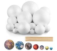 40PCS Solar System Model Kit for STEM Learning, 20 Polystyrene Foam Balls with 20 Bamboo Sticks, DIY Planet Science Projects for School, Educational Astronomy & Hands-On Learning