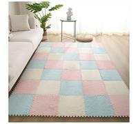 40pcs, Split Joint Play Area Rugs Eva Foam Fluffy Fuzzy Interlocking Carpet Tiles, Plush Puzzle Foam Floor Mat(#1,30x30x1cm)