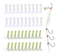 40Pcs Squid Lures, Glow in the Dark Fishing Lures, Soft Luminous Octopus Trolling, Squid Skirt Fish Bites Saltwater Bait, White + Green, Glow in the Dark Fishing