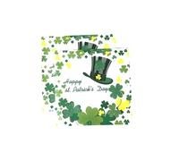 40Pcs St. Patrick’s Day Napkins, Green Shamrock Paper Napkins - Disposable Saint. Patrick’s Hat Clover Dinner Napkins for Irish Event Get-together, DIY Parties, 6.5in