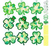40PCS St. Patricks Day Crafts Bulk: Paper Shamrock Suncatchers, Saint Patrick's DIY Kits, Window Stained Glass Effect Art Supplies(Green)