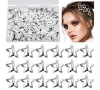 40Pcs Star Hair Clips, 1.6" Star Snap Clips Star Hair Accessories for Girls Women 2000s Y2K Silver Metal Star Hair Clips Barrettes