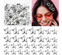 40Pcs Star Hair Clips, 1.6" Star Snap Star Hair Accessories for Girls Women 2000s Y2K Silver Metal Star Hair Barrettes