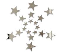 40PCS Star Mirror Stickers 3 Sizes Acrylic Mirrors Wall Stickers Self-Adhesive Star Mirror Decals Silver Stars Art Decal 3D Wall Decorations for Bedroom Home DIY Decor