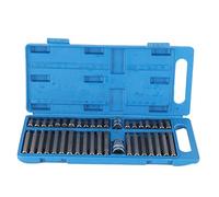 40pcs Star Spline Hex Socket Bit Set, 1/2in 3/8in Square Drive with Blue Toolbox, Chrome - Vanadium Steel Hand Tool for Automobile Repairing and Household Maintenance