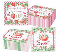 40PCS Strawberry Sweet One Cocktail Napkins Disposable Berry First Birthday Party Supplies Paper Napkins for Baby Shower Birthday 6.5x6.5 Inch