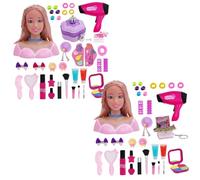 40PCS Styling Head Doll for Kids with Hair Dryer Accessories, Kids Hairdressing Set Deluxe Makeup Pretend Playset Styling Head Doll Hairstyle Toy Hairdressing Set for